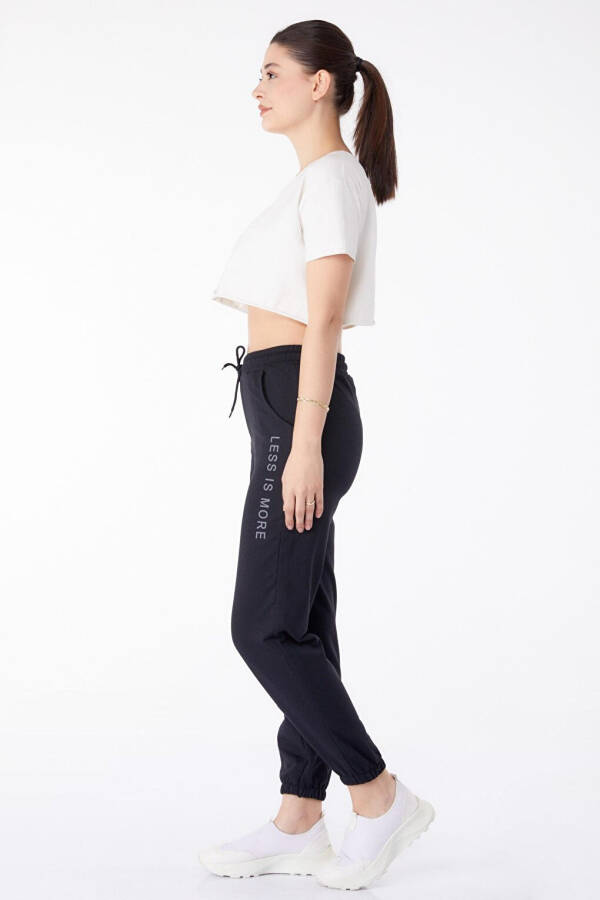 Plain Mid-Rise Women's Black Sweatpants - 25327 - 16