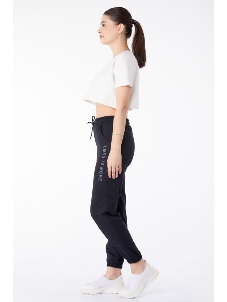 Plain Mid-Rise Women's Black Sweatpants - 25327 - 10