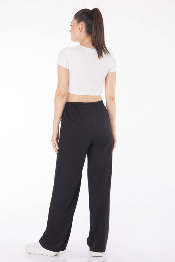 Plain Mid-Rise Women's Black Sweatpants - 25854 - 9