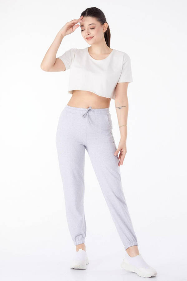 Plain Mid-Rise Women's Grey Sweatpants - 25327 - 13