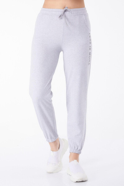 Plain Mid-Rise Women's Grey Sweatpants - 25327 - 15