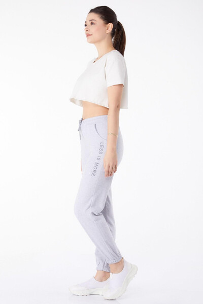 Plain Mid-Rise Women's Grey Sweatpants - 25327 - 16