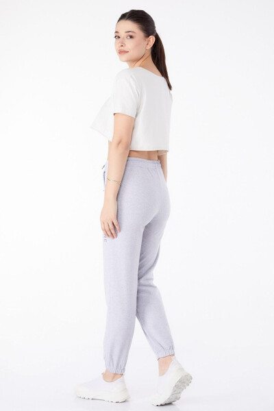 Plain Mid-Rise Women's Grey Sweatpants - 25327 - 17