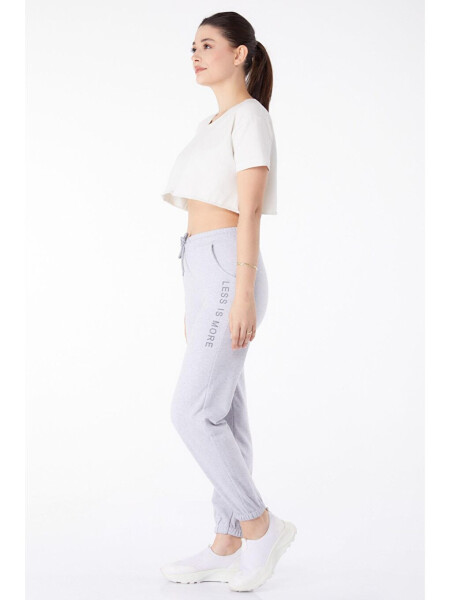 Plain Mid-Rise Women's Grey Sweatpants - 25327 - 10