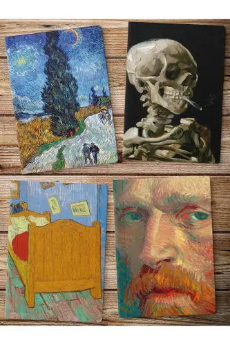 Plain Notebook, Van Gogh Notebook 4 Pieces, Notebook, Art Notebook, 64 Pages 14*21cm-Van Gogh 
