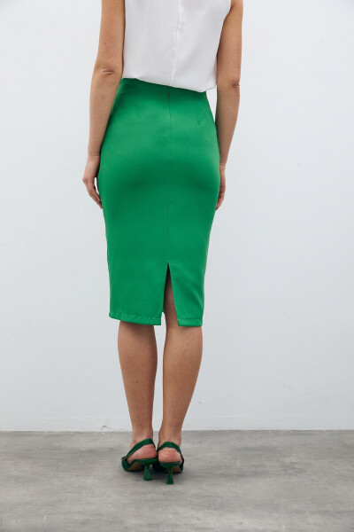 Plain Pencil Skirt - Green - 4
