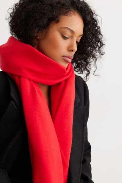 Plain Red Thick Soft Scarf - 2