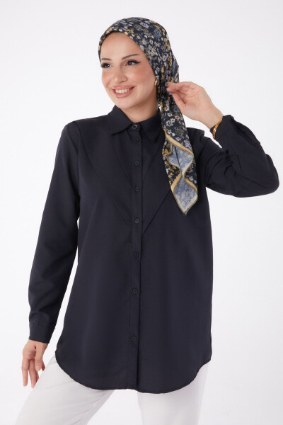 Plain Shirt Collar Women Black Shirt - 13247 - 2