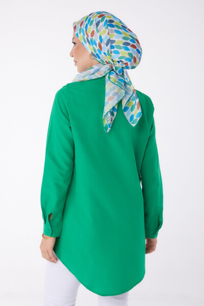 Plain Shirt Collar Women Green Shirt - 13247 - 5