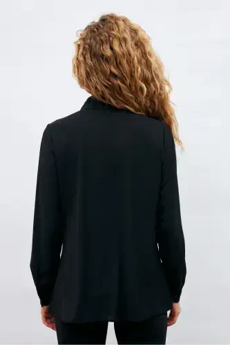 Plain Shirt with Chain Accessory - Black - 4