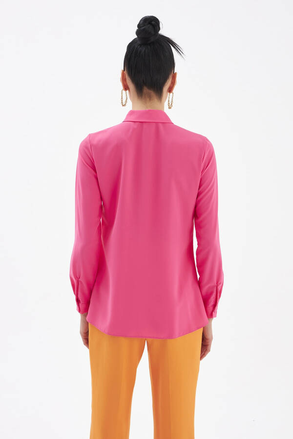 Plain Shirt with Chain Accessory - Fuchsia - 6