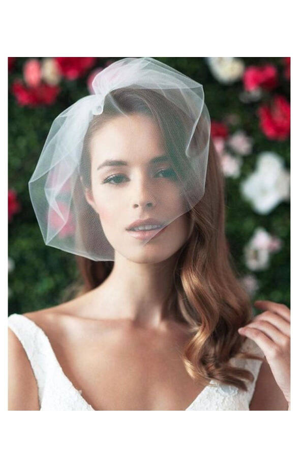 Plain Tulle, Veil, Wedding Cap, Wedding Hat, Veil, Bridal Crown, Hair Accessory Clip-on - 13