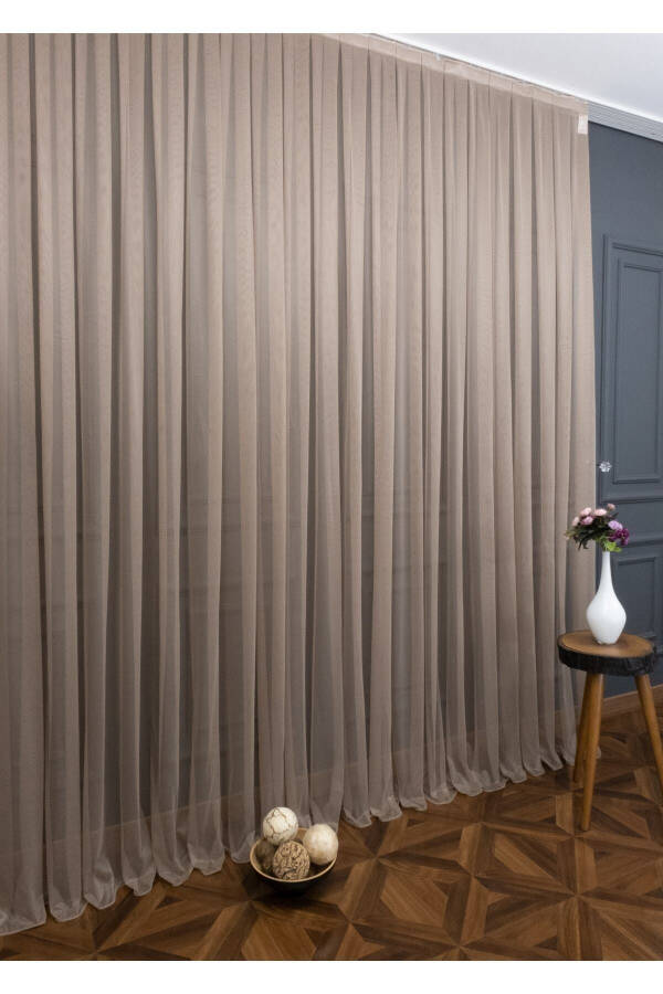 Plain Viscose Voile Curtain, 250x250, Sparse Pleats, 1/2 - 2