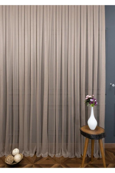 Plain Viscose Voile Curtain, 250x250, Sparse Pleats, 1/2 - ESSE HOME