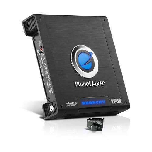 Planet Audio AC1000.2 Anarchy Series 2 Channel Class A/B Car Amplifier - 1000 High Output, 2-4 OModazone, High/Low Level Inputs, High/Low Pass Filter, Full Range, Bridgeable, Hook Up to Subwoofer for Bass - 1