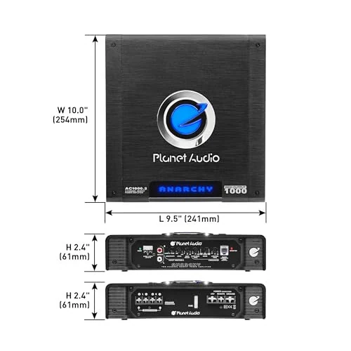 Planet Audio AC1000.2 Anarchy Series 2 Channel Class A/B Car Amplifier - 1000 High Output, 2-4 OModazone, High/Low Level Inputs, High/Low Pass Filter, Full Range, Bridgeable, Hook Up to Subwoofer for Bass - 4