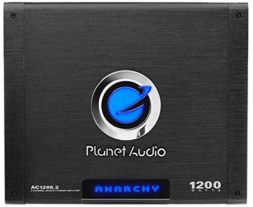 Planet Audio AC1200.2 2 Channel Car Amplifier - 1200 High Output, High/Low Level Inputs, High/Low Pass Crossover, Hook Up to Subwoofer for Bass - Planet Audio