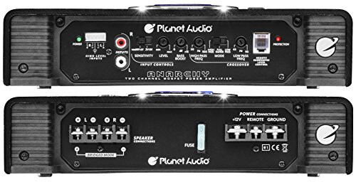 Planet Audio AC1200.2 2 Channel Car Amplifier - 1200 High Output, High/Low Level Inputs, High/Low Pass Crossover, Hook Up to Subwoofer for Bass - 6