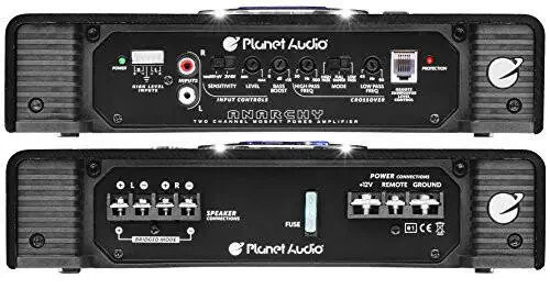 Planet Audio AC1200.2 2-канальный автомобильный усилитель - 1200 Вт высокой мощности, входы высокого/низкого уровня, кроссовер высокого/низкого прохождения, подключение к сабвуферу для баса - 6