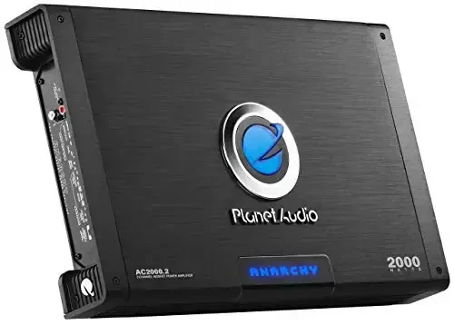 Planet Audio AC2000.2 2 Channel Car Amplifier - 2000 High Output, High/Low Level Inputs, High/Low Pass Crossover, Hook Up to Subwoofer for Bass - 4