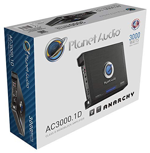 Planet Audio AC3000.1D Class D Monoblock Car Amplifier - 3000 High Output, 1 Ohm, Low Level Inputs, Low Pass Crossover, Hook Up to Subwoofer for Bass - 6