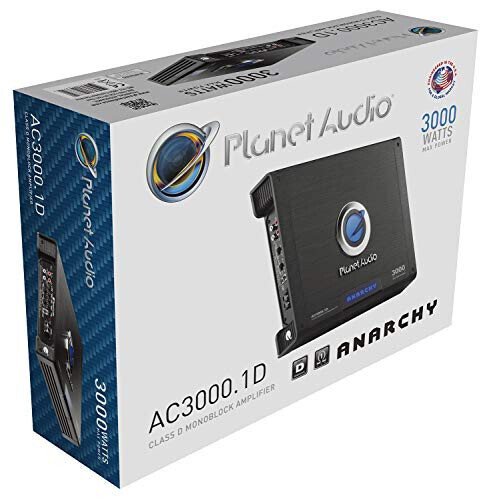 Planet Audio AC3000.1D Class D Monoblock Car Amplifier - 3000 High Output, 1 OModazone, Low Level Inputs, Low Pass Crossover, Hook Up to Subwoofer for Bass - 6