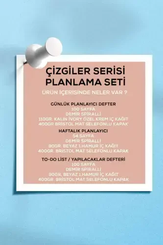 Planlama Seti | 3 Ayrı Özel Ürün | Günlük Planlayıcı | Haftalık Planlayıcı | To-Do List-Çizgiler - 5