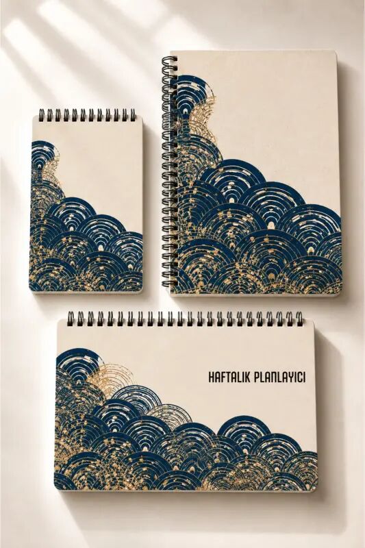 Planlama Seti | 3 Ayrı Özel Ürün | Günlük Planlayıcı | Haftalık Planlayıcı | To-do List | Hokusai - Hokusai - Antik - Apeirona