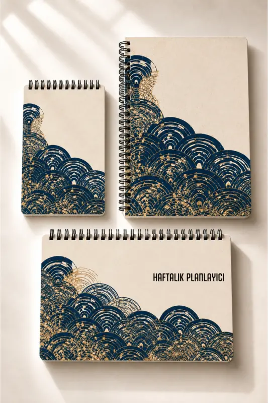 Planlama Seti | 3 Ayrı Özel Ürün | Günlük Planlayıcı | Haftalık Planlayıcı | To-do List | Hokusai - Hokusai - Antik - 1