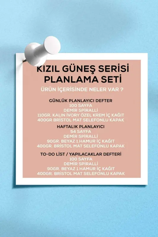 Planlama Seti | 3 Ayrı Özel Ürün | Günlük Planlayıcı | Haftalık Planlayıcı | To-do List | Kızıl-Kızıl - 5