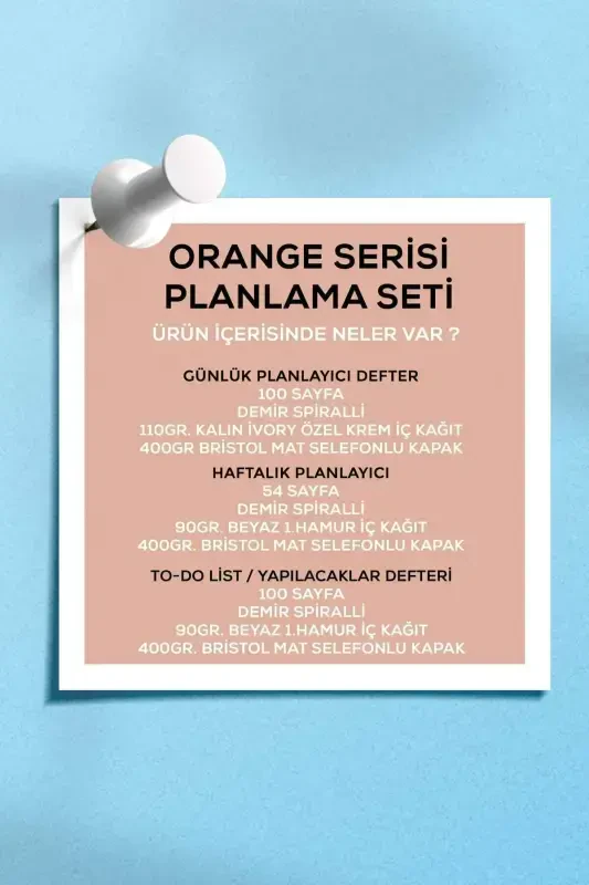 Planlama Seti | 3 Ayrı Özel Ürün | Günlük Planlayıcı + Haftalık Planlayıcı + To-do List | Orange-Orange - 6