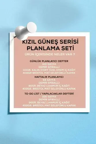 Planning Set | 3 Separate Special Products | Daily Planner | Weekly Planner | To-do List | Kızıl-Kızıl - 5