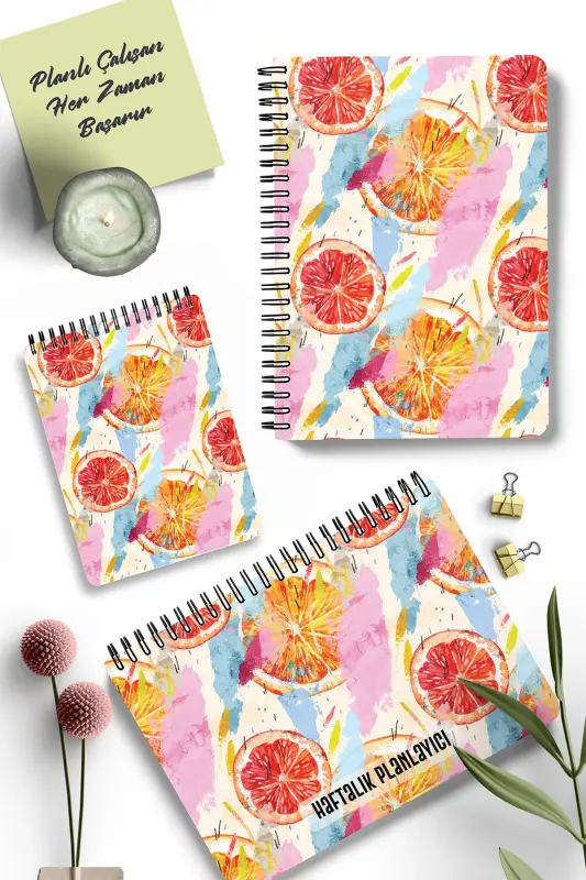 Planning Set | 3 Separate Special Products | Daily Planner + Weekly Planner + To-do List | Orange-Orange - APEIRONA