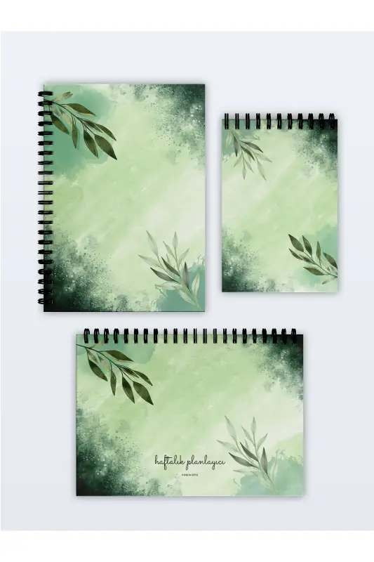 Planning Set of 3, Daily Planner, Weekly Planner, To-Do's - Special Agenda Set-Green - 1