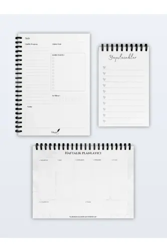 Planning Set of 3, Daily Planner, Weekly Planner, To-Do's - Special Agenda Set-Green - FOBINOTE (1)
