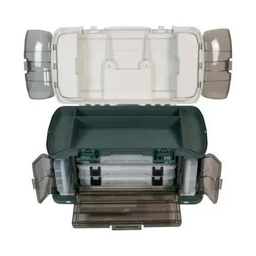 Plano Outdoor Sports Angled Fishing Tackle Box Storage System, Green / Tan, 11.5oz - 4