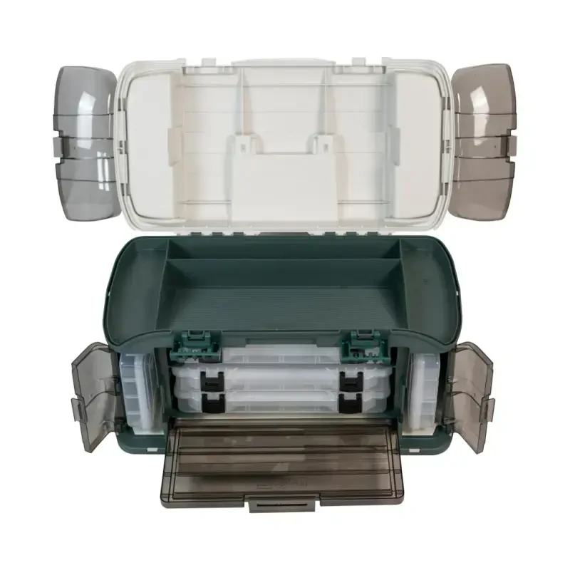 Plano Outdoor Sports Angled Fishing Tackle Box Storage System, Green / Tan, 11.5oz - 4