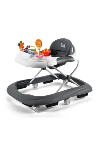 Plano Oyuncaklı Müzikli 3 Kademeli Örümcek Bebek Yürüteci Beyaz Gri-Gri 