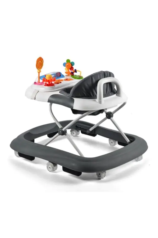 Plano Oyuncaklı Müzikli 3 Kademeli Örümcek Bebek Yürüteci Beyaz Gri-Gri - 2