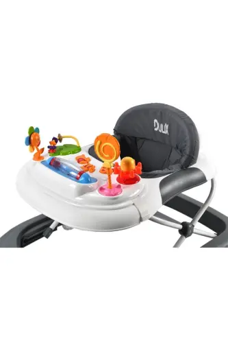 Plano Oyuncaklı Müzikli 3 Kademeli Örümcek Bebek Yürüteci Beyaz Gri-Gri - 4