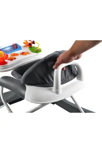 Plano Oyuncaklı Müzikli 3 Kademeli Örümcek Bebek Yürüteci Beyaz Gri-Gri - 6