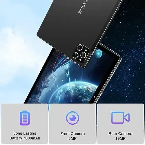 Planshet 10.1 dyuym Android 13 planshetlar 2025 So‘nggi Android planshetlar 128GB ROM+16GB RAM (8+8 Virtual), Klaviaturasi bor 2 v 1 planshet, Kuchli Sakkiz yadroli+13MP Kamera, 1TB TF Kengaytiriladigan, FHD WiFi Tableta PC - 6