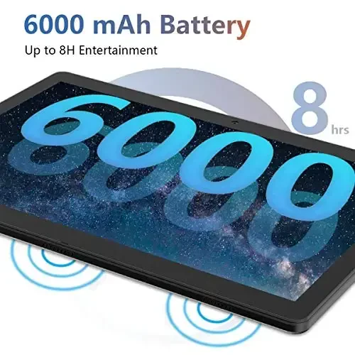 Planshet 10.1 dyuym Android Planshet 2025 Oxirgi Yangilanish Sakkiz yadroli protsessor 64GB xotira, Ikki 13MP+5MP kamera, WiFi, Bluetooth, GPS, 512GB kengaytirishni qo'llab-quvvatlash, IPS Full HD displey (Qora) - 6