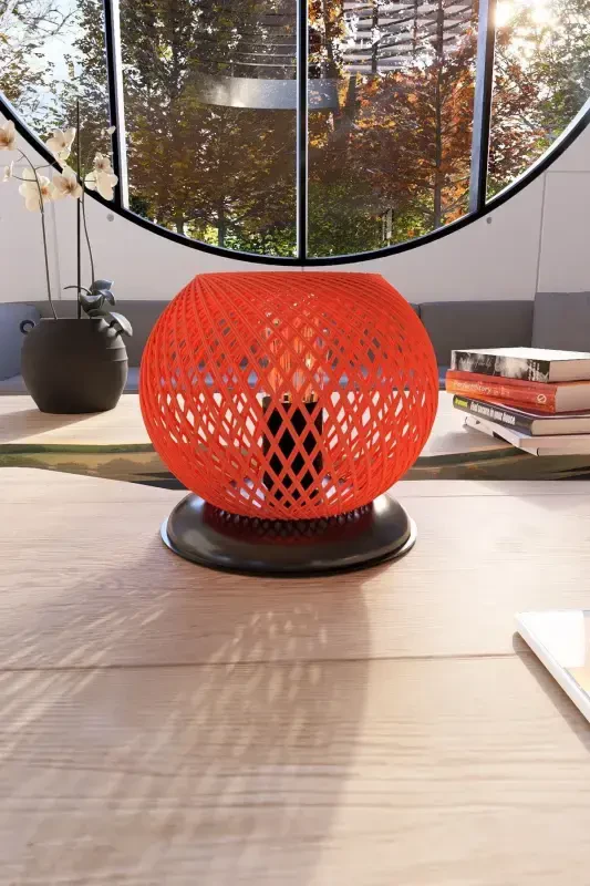Plastic Black Sphere Lampshade Orange Ball Lighting-Orange - Modazone