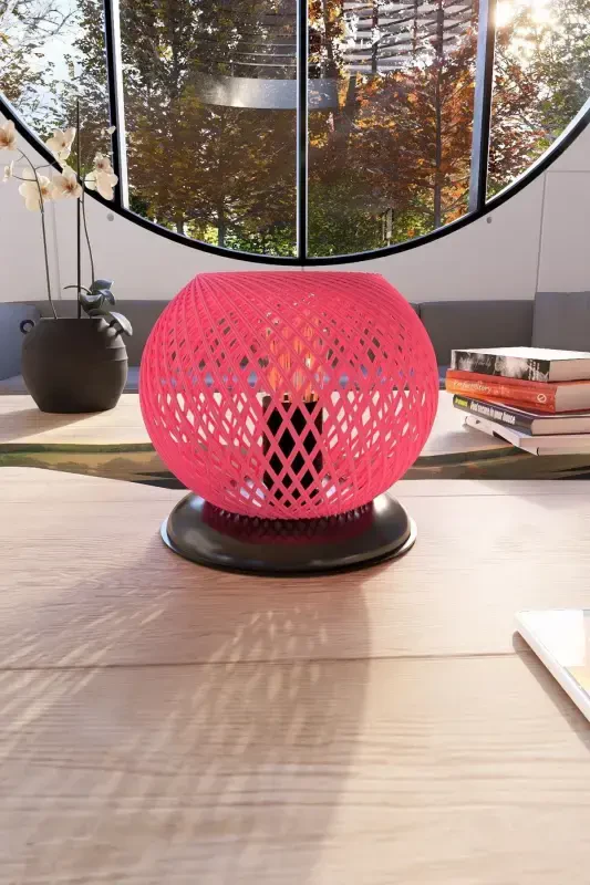Plastic Black Sphere Lampshade Pink Ball Lighting-Pink - Modazone