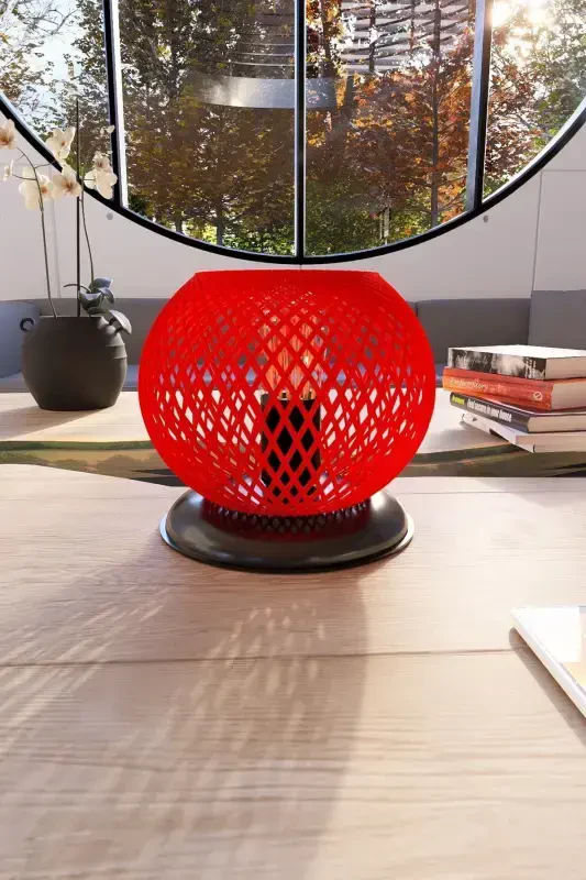 Plastic Black Sphere Lampshade Red Ball Lighting-Red - Modazone