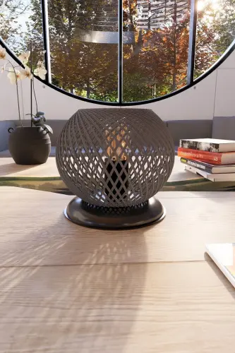 Plastic Black Sphere Table Lamp Smoked Ball Lighting 