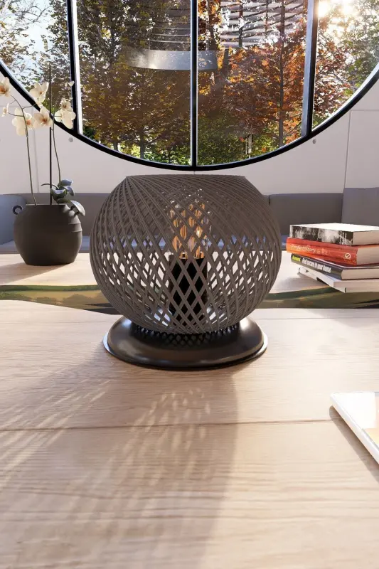 Plastic Black Sphere Table Lamp Smoked Ball Lighting - 1