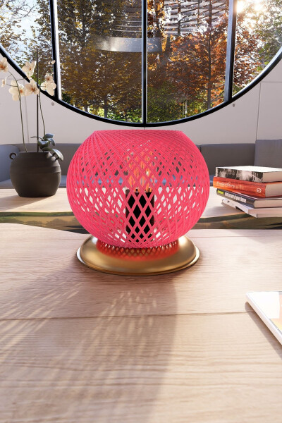 Plastic Gold Sphere Lampshade Pink Ball Lighting - 2