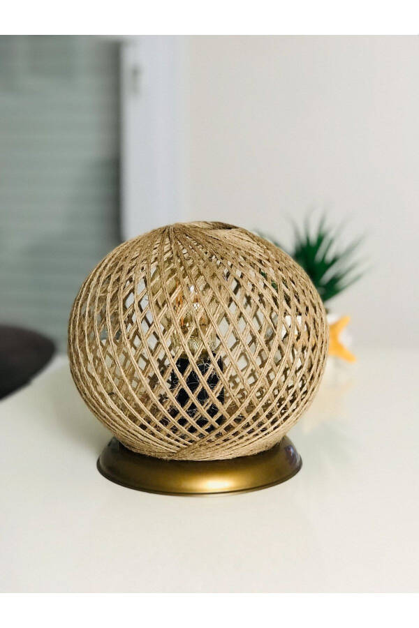 Plastic Gold Sphere Lampshade Wicker Ball Lighting - 2